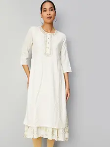 max Geometric Printed Gotta Patti Layered Kurta