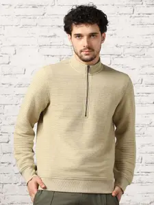 NOBERO Self Design Stand Collar Pullover Sweatshirt