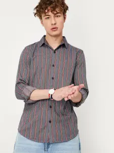 max Striped Spread Collar Cotton Opaque Casual Shirt