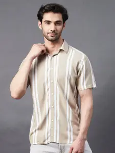 Rigo Comfort Slim Fit Vertical Striped Spread Collar Casual Shirt