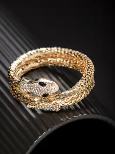 Priyaasi Brass American Diamond Gold-Plated Wraparound Bracelet
