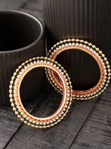 Priyaasi Set Of 2 Gold-Plated Stones & Beaded Bangles