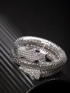 Priyaasi Brass American Diamond Silver-Plated Wraparound Bracelet