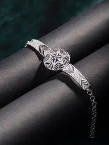 Priyaasi Brass American Diamond Silver-Plated Charm Bracelet