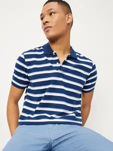 max Striped Polo Collar Cotton T-Shirt