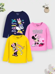 YK Disney Girls Pack Of 3 Minnie Mouse Printed Round Neck T-shirts