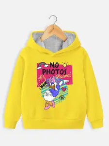 YK Disney Girls Donald Duck Printed Hooded Cotton Sweatshirt