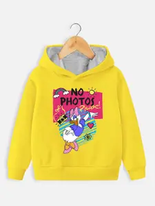 YK Disney Girls Donald Duck Printed Hooded Cotton Sweatshirt