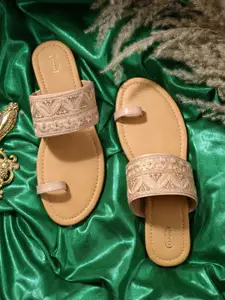 PANAHI Ethnic Embroidered One Toe Flats