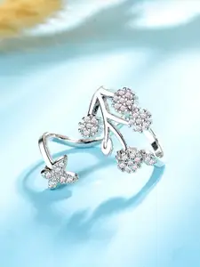 Jewels Galaxy Silver-Plated American Diamond Studded Finger Ring