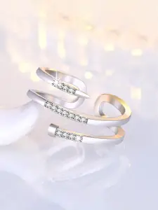 Jewels Galaxy Silver-Plated AD Studded Finger Ring