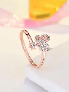 Jewels Galaxy Rose Gold-Plated AD Studded Finger Ring