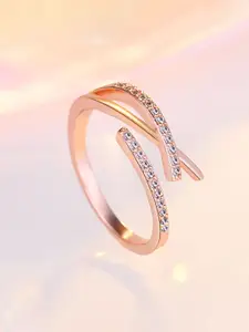 Jewels Galaxy Rose Gold-Plated AD Studded Finger Ring
