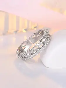 Jewels Galaxy Silver-Plated AD Studded Finger Ring