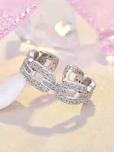 Jewels Galaxy Silver-Plated American Diamond Studded Finger Ring