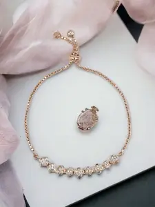 DressBerry American Diamond Rose Gold-Plated Wraparound Bracelet