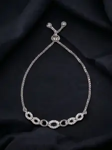 DressBerry Silver-Plated Cubic Zirconia Studded Charm Bracelet