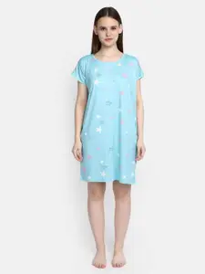 V-Mart Geometric Printed Pure Cotton T-shirt Nightdress