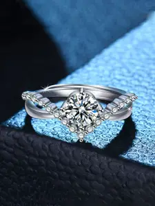 Jewels Galaxy Silver-Plated AD Studded Finger Ring