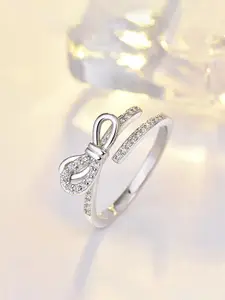 Jewels Galaxy Silver-Plated AD Studded Finger Ring