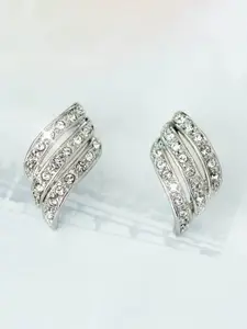 Jewels Galaxy Silver Plated American Diamond Studded Contemporary Studs