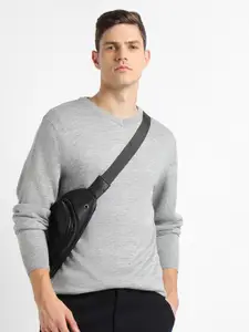 Dennis Lingo V-Neck Long Sleeves Acrylic Pullover Sweater