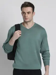 Dennis Lingo V-Neck Long Sleeves Acrylic Pullover Sweater