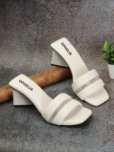 OPHELIA Embellished Open Toe Block Heels