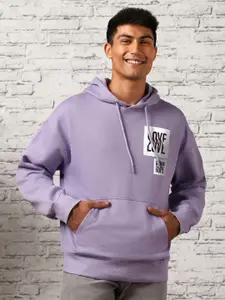 NOBERO Men Lavender Hooded Sweatshirt