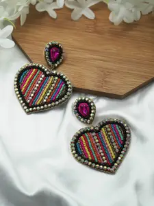 ISHKAARA Heart Beaded Drop Earrings