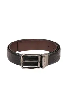 Hidesign Men Textured Leather Reversible Belt