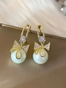 ISHKAARA Gold-Plated Beaded Classic Drop Earrings