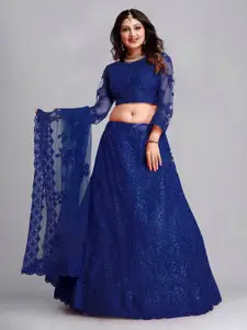KALINI Embroidered Thread Work Semi-Stitched Lehenga & Unstitched Blouse With Dupatta