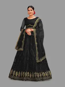 KALINI Embroidered Sequinned Semi-Stitched Lehenga & Unstitched Blouse With Dupatta