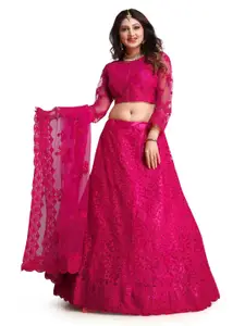 KALINI Embroidered Thread Work Semi-Stitched Lehenga & Unstitched Blouse With Dupatta