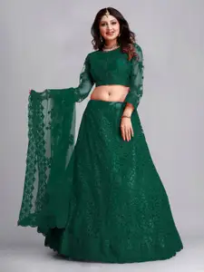 KALINI Embroidered Semi-Stitched Lehenga & Unstitched Blouse With Dupatta