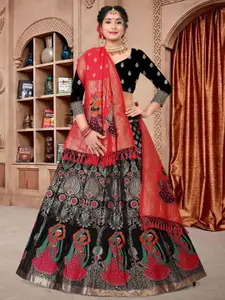 KALINI Woven Design Semi-Stitched Lehenga & Unstitched Blouse With Dupatta