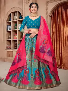 KALINI Woven Design Semi-Stitched Lehenga & Unstitched Blouse With Dupatta
