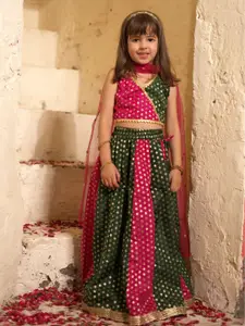 Aj DEZInES Girls Woven Design Ready to Wear Lehenga & Blouse With Dupatta