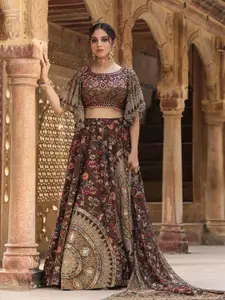 SCAKHI Embroidered Sequinned Silk Ready To Wear Lehenga & Blouse With Dupatta