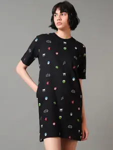 Bewakoof Conversational Printed Cotton T-shirt Dress