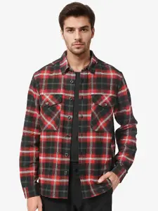 RARE RABBIT Men Bardot Checked Shacket