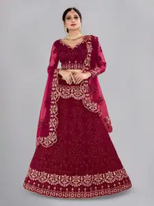 KALINI Embroidered Thread Work Ready to Wear Lehenga & Unstitched Blouse With Dupatta