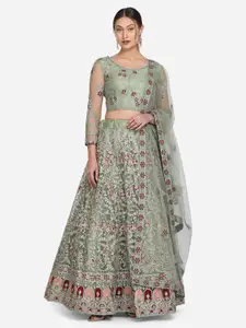 KALINI Embroidered Thread Work Ready to Wear Lehenga & Unstitched Blouse With Dupatta