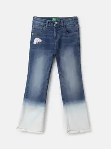 United Colors of Benetton Girls Bootcut Ombre Clean Look Heavy Fade Stretchable Jeans