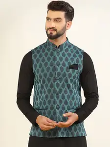 KISAH Men Woven Design Nehru Jackets