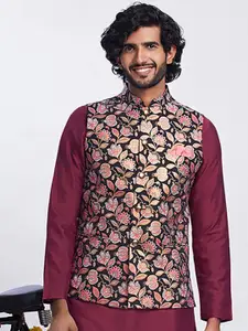 KISAH Men Printed Pure Cotton Nehru Jacket