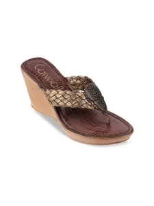 Catwalk Embellished Textured Leather Wedge Heels