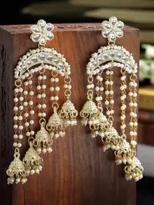 KARATCART Gold-Plated Contemporary Jhumkas Earrings