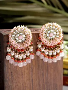 KARATCART Gold-Plated Crescent Shaped Chandbalis